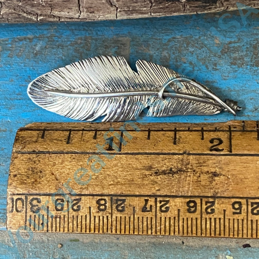 Sterling Silver Feather Pin Alison Tohee Navajo Vintage