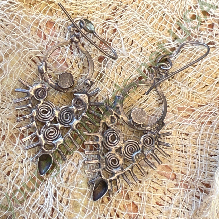 Sterling Silver Filigree & Turquoise Heart Pierced Earrings Earrings