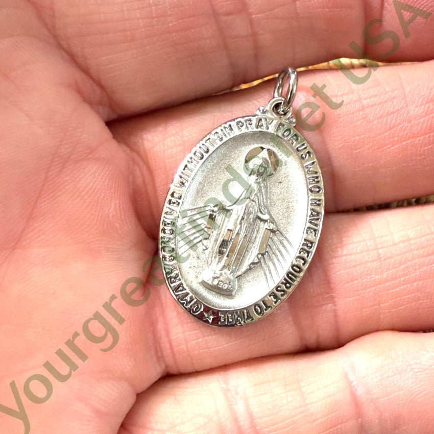 Sterling Silver Filled Miraculous Mary Pendant pendant