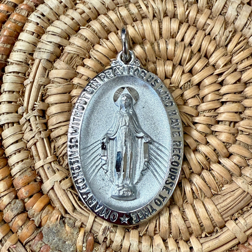 Sterling Silver Filled Miraculous Mary Pendant pendant