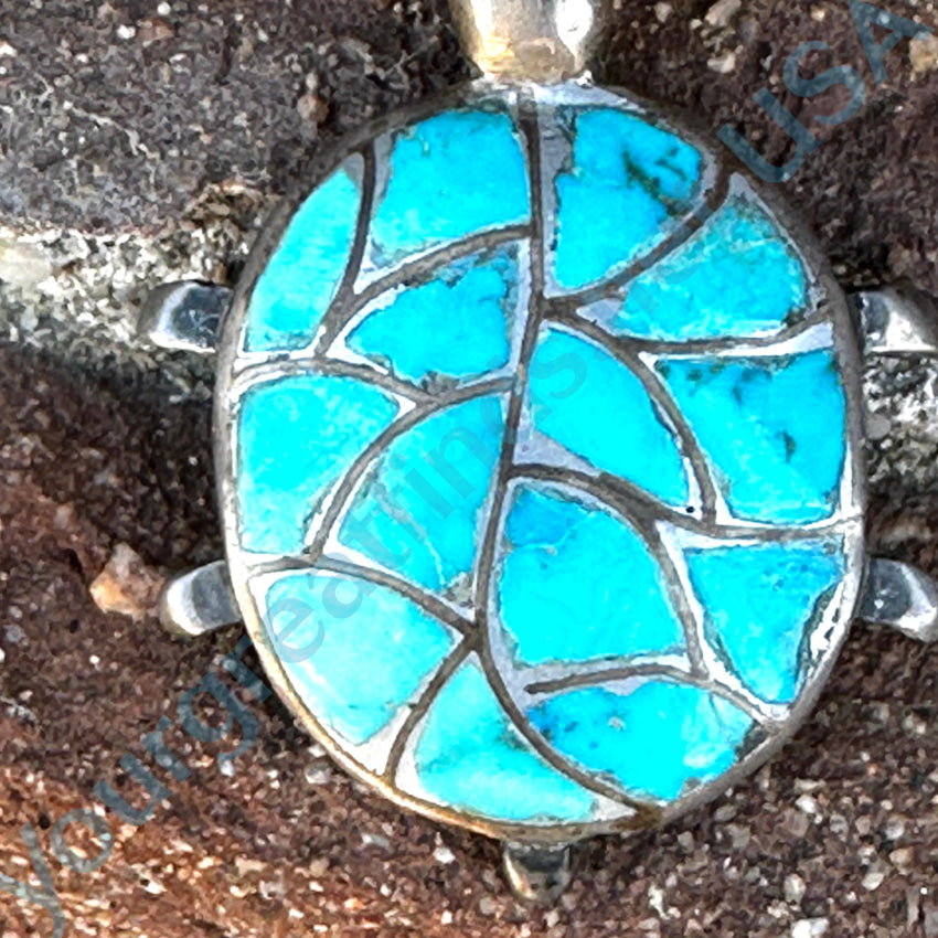 Sterling Silver & Fish Scale Turquoise Design Tortoise Turtle Pin Pin Brooch