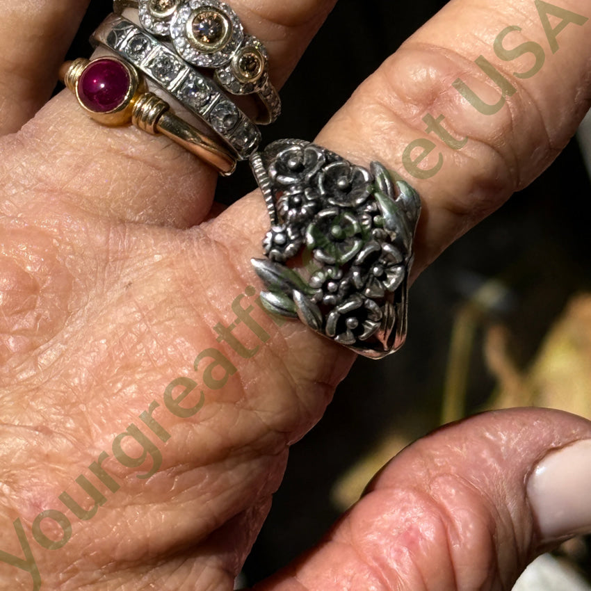 Sterling SIlver Flower Bouquet Ring Size 14 ring