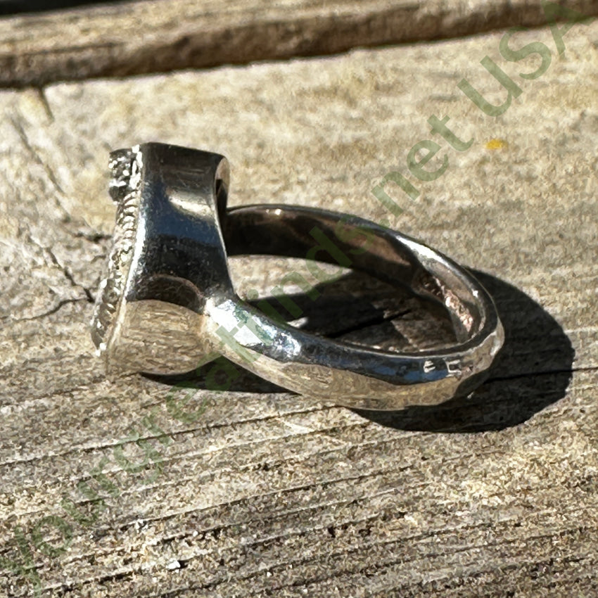 Sterling Silver & Fossil Ammonite Ring Size 6 Ring