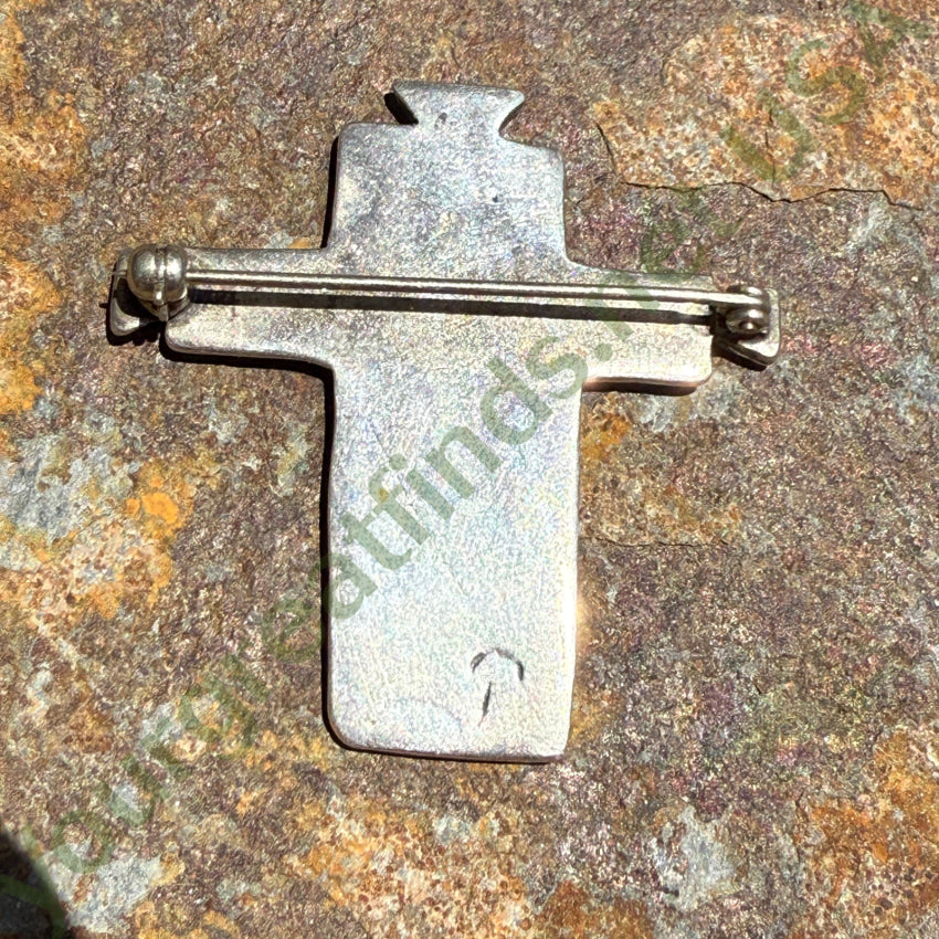 Sterling Silver Four Fishes Cross Pin Vintage ring