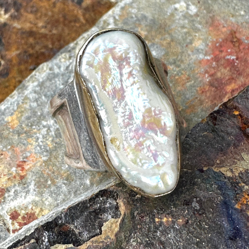 Sterling Silver & Fresh Water Pearl Ring Size 5 Rings