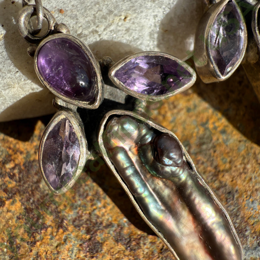 Sterling Silver Freshwater Black Pearl Gemstone Pierced Earrings earrings