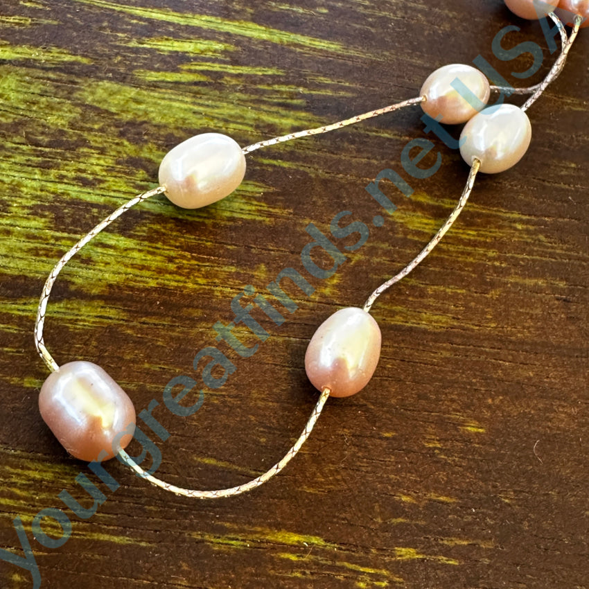 Sterling Silver & Freshwater Floating Pearl Necklace Necklace