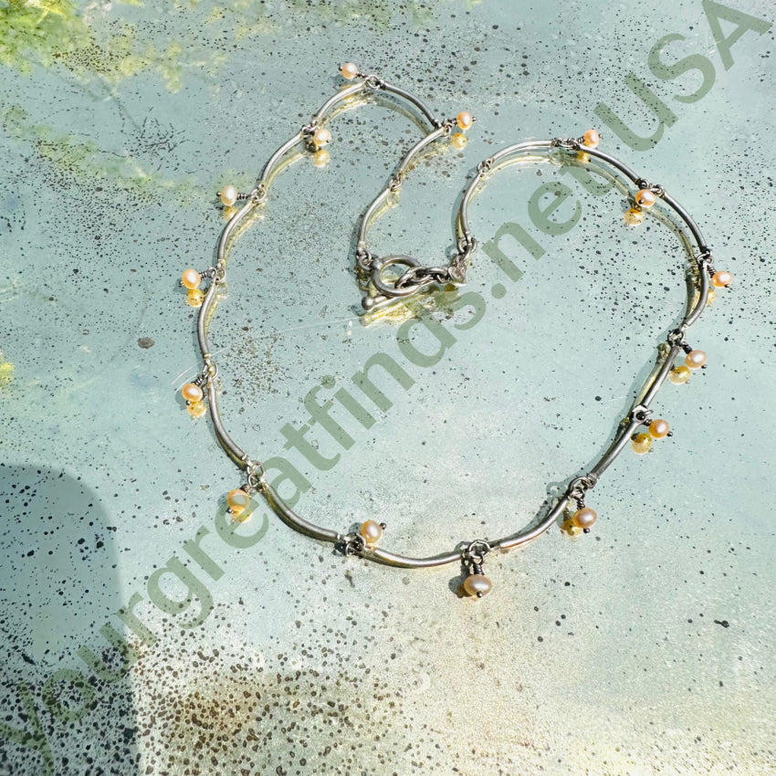 Sterling Silver & Freshwater Pearl Choker Necklace Necklace