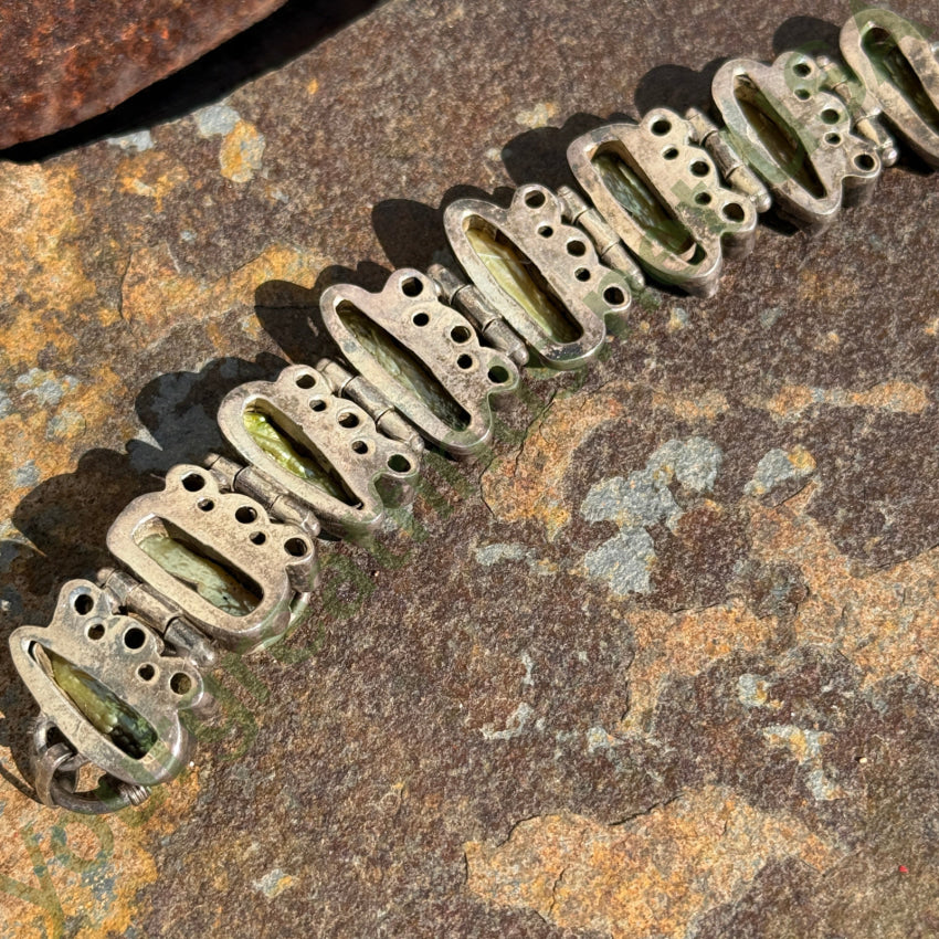 Sterling Silver Freshwater Pearl & Peridot Wide Panel Bracelet bracelet