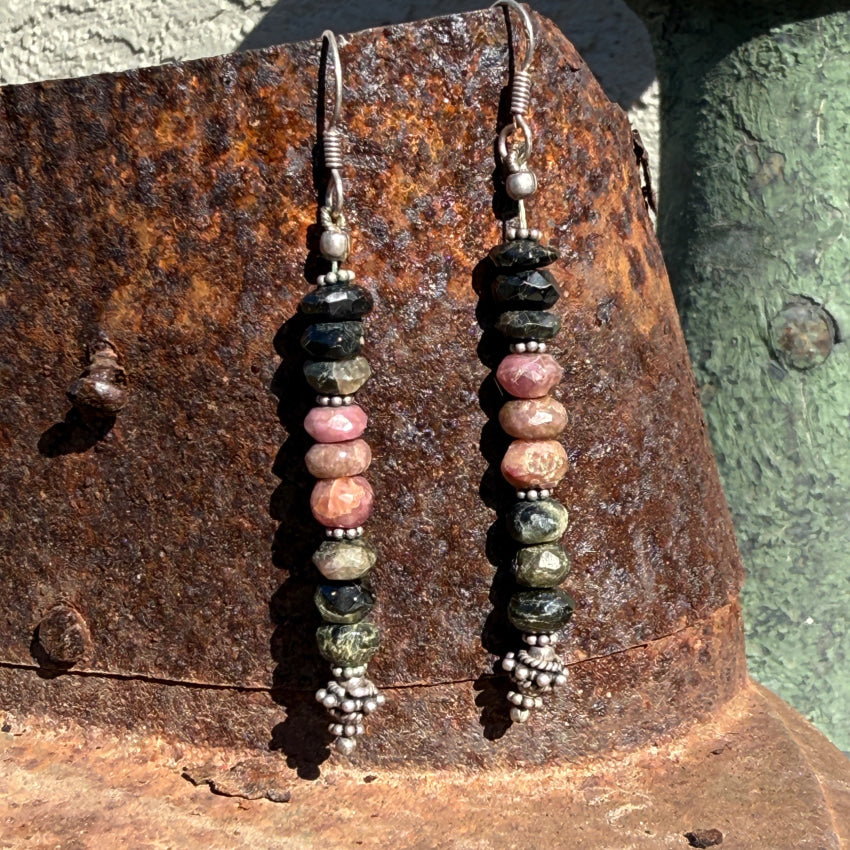 Sterling Silver Gemstone Beaded Shoulder Duster Earrings Earrings