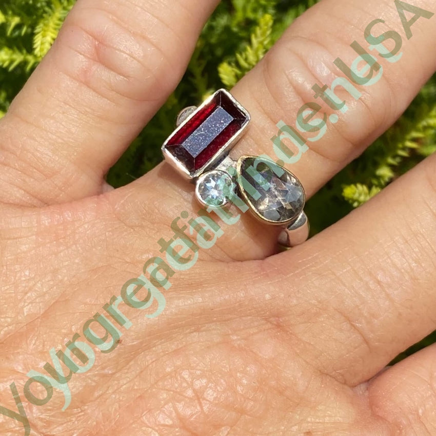 Sterling Silver Gemstone Ring Size 8 Yourgreatfinds
