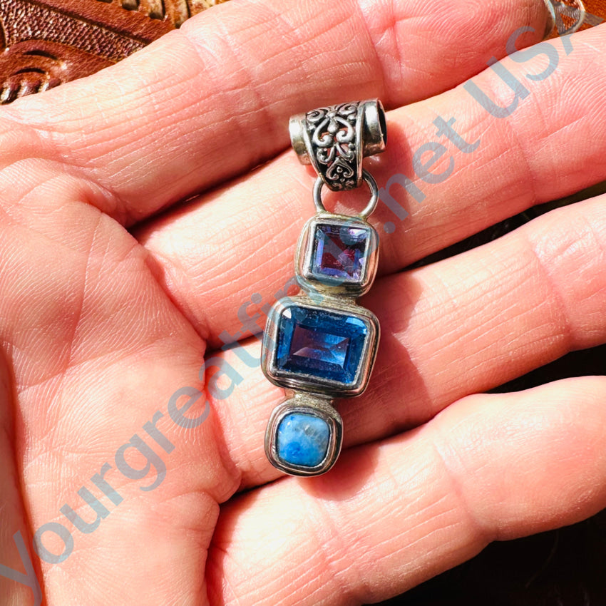 Sterling Silver Gemstone Stoplight Pendant