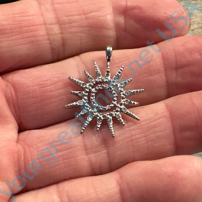 Sterling Silver Genuine Diamond Sunburst Pendant