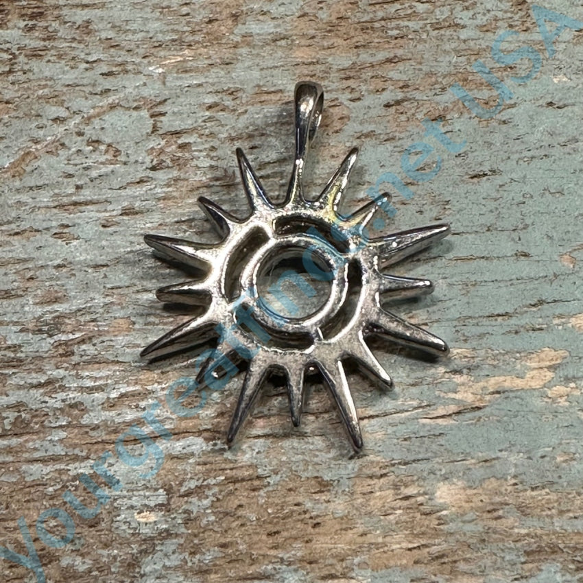 Sterling Silver Genuine Diamond Sunburst Pendant