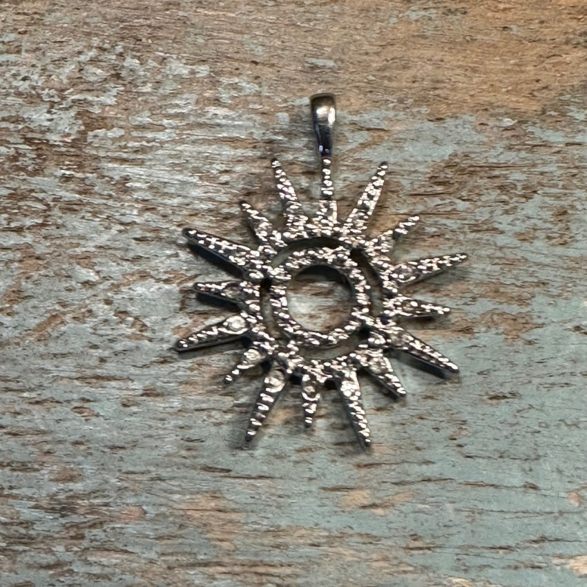 Sterling Silver Genuine Diamond Sunburst Pendant