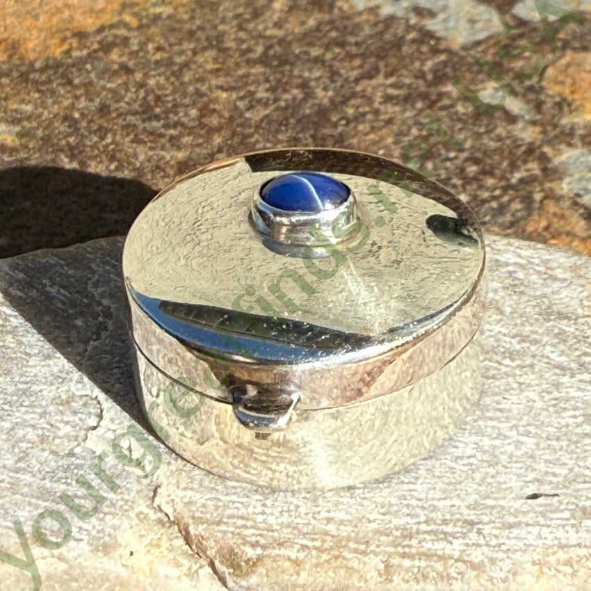 Sterling Silver & Genuine Star Sapphire Pillbox Pill Box pillbox