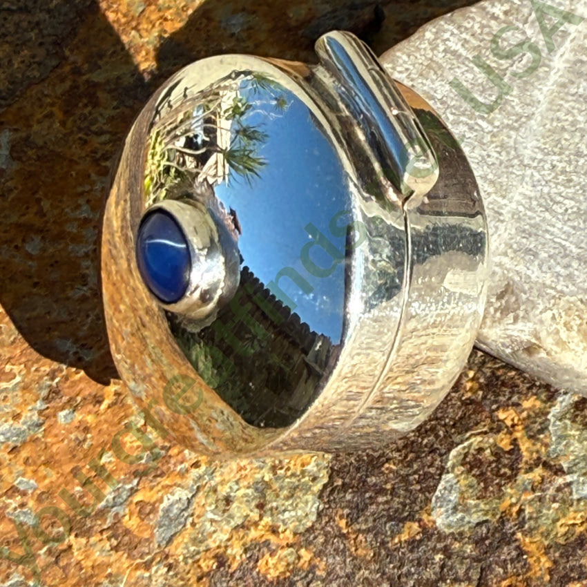 Sterling Silver & Genuine Star Sapphire Pillbox Pill Box pillbox