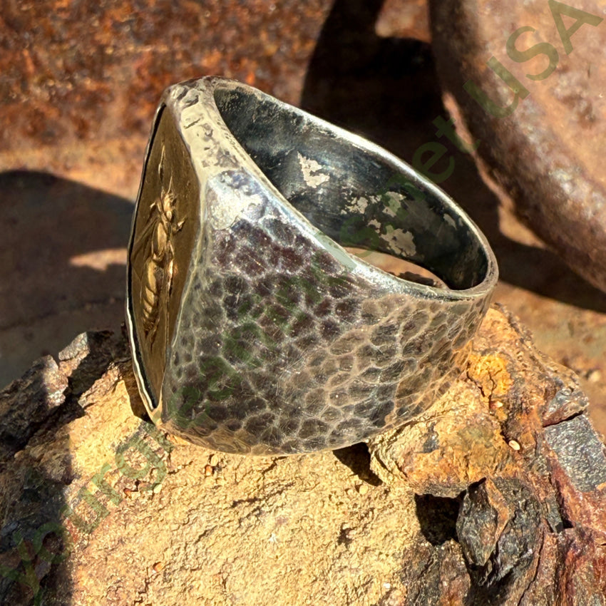 Sterling Silver & Gold Bee Signet Ring Size 11 ring