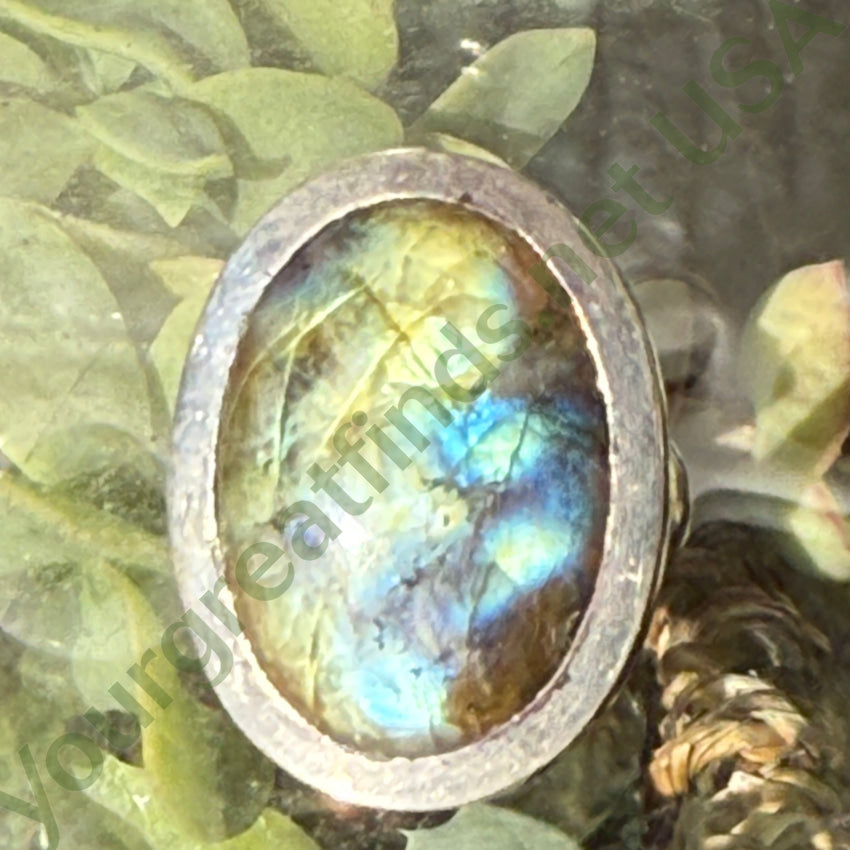 Sterling Silver & Gold Blue Labradorite Ring Size 9 ring
