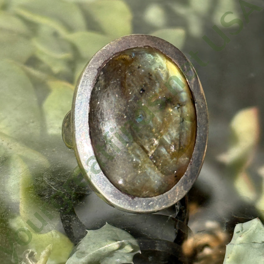 Sterling Silver & Gold Blue Labradorite Ring Size 9 ring