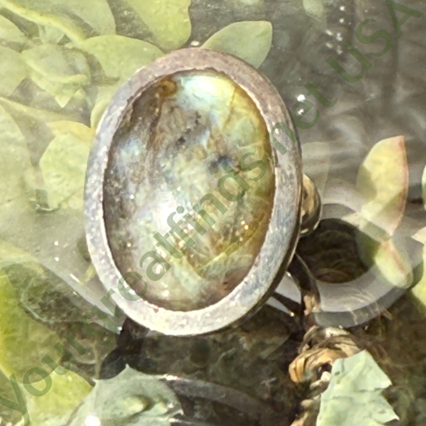 Sterling Silver & Gold Blue Labradorite Ring Size 9 ring