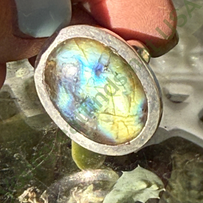 Sterling Silver & Gold Blue Labradorite Ring Size 9 ring