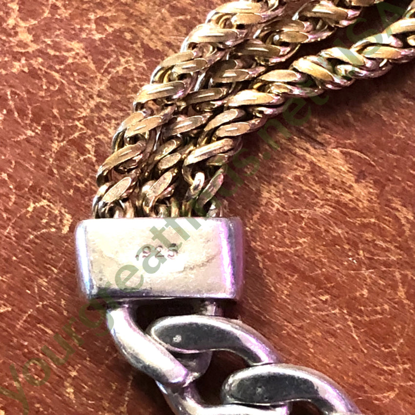 Sterling Silver & Gold Filled Chain Bracelet Coin At Clasp Bracelet