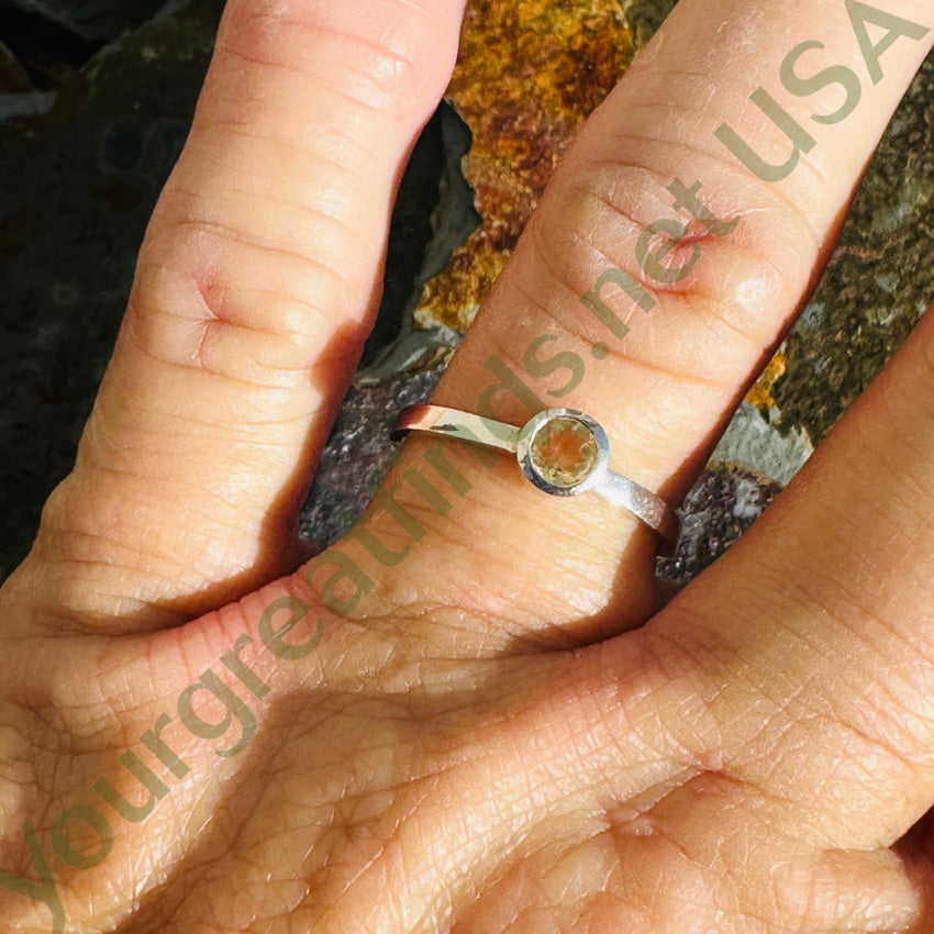 Sterling Silver & Golden Citrine Ring Size 7