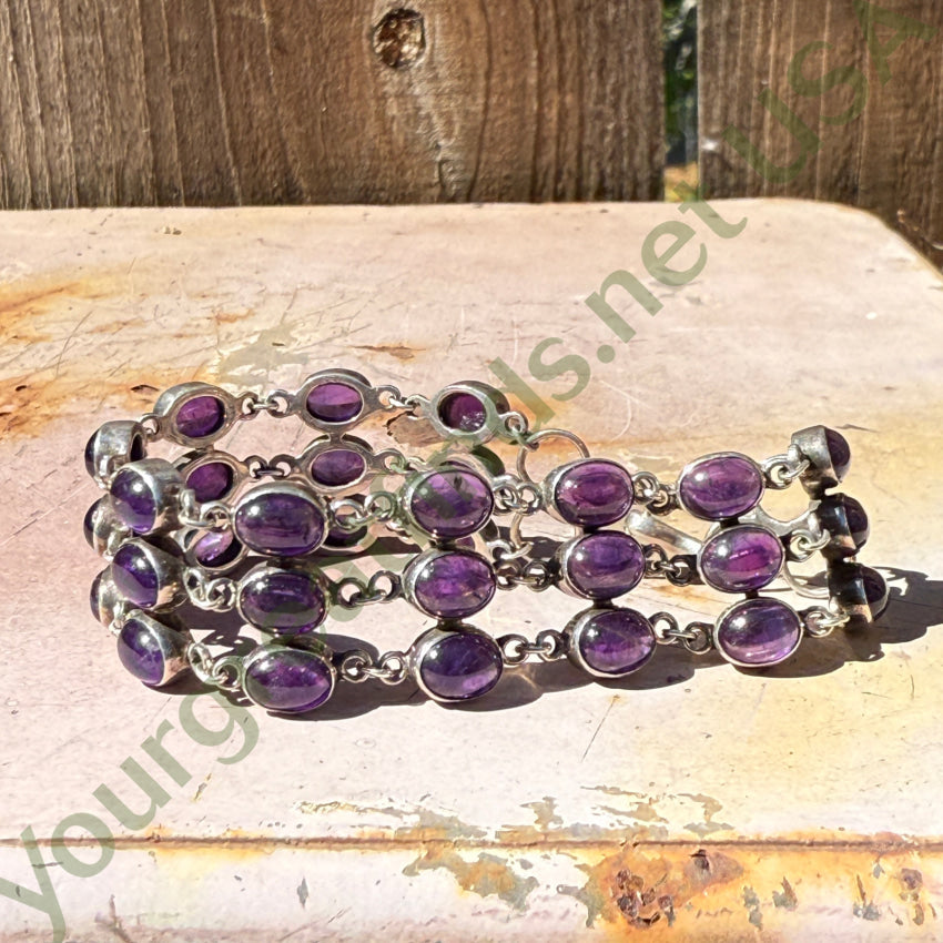 Sterling Silver & Grape Amethyst Link Row Bracelet bracelet
