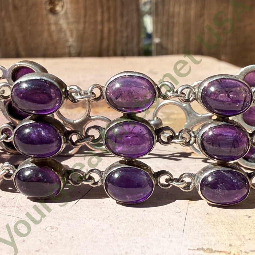 Sterling Silver & Grape Amethyst Link Row Bracelet bracelet