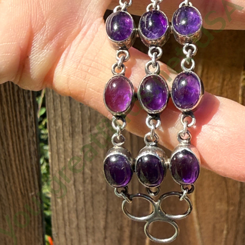 Sterling Silver & Grape Amethyst Link Row Bracelet bracelet