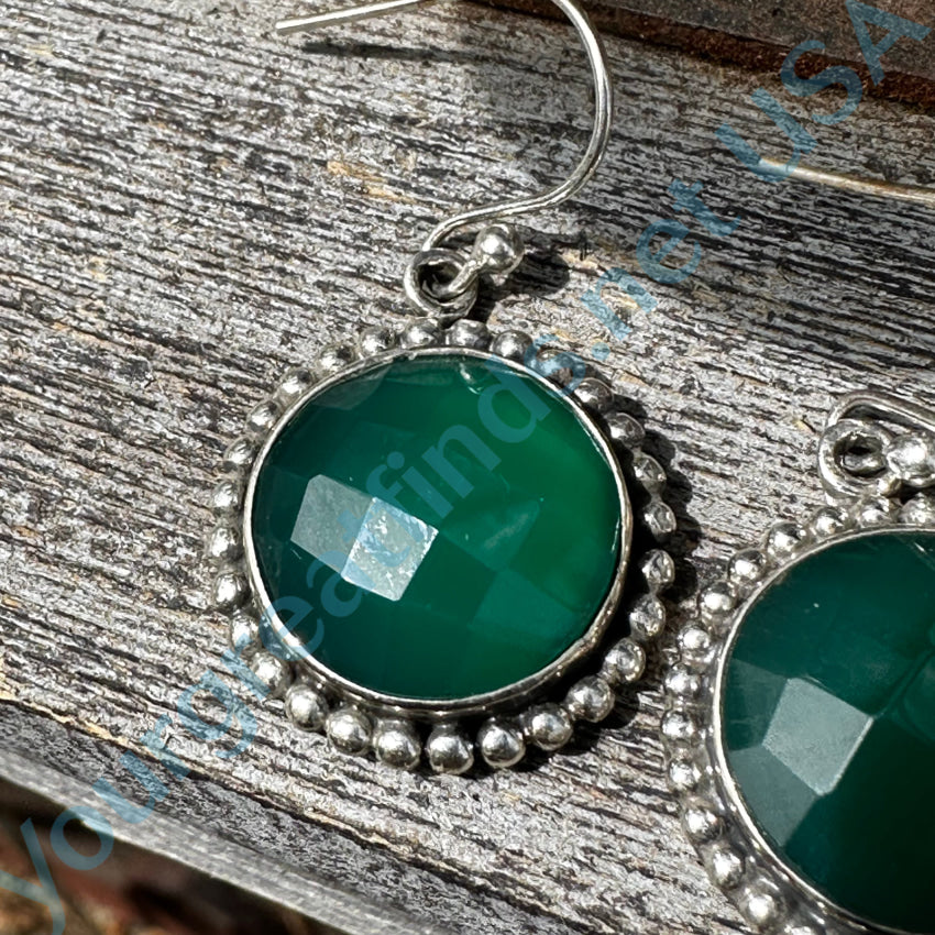 Sterling Silver & Green Chrysoprase Pierced Earrings Earrings