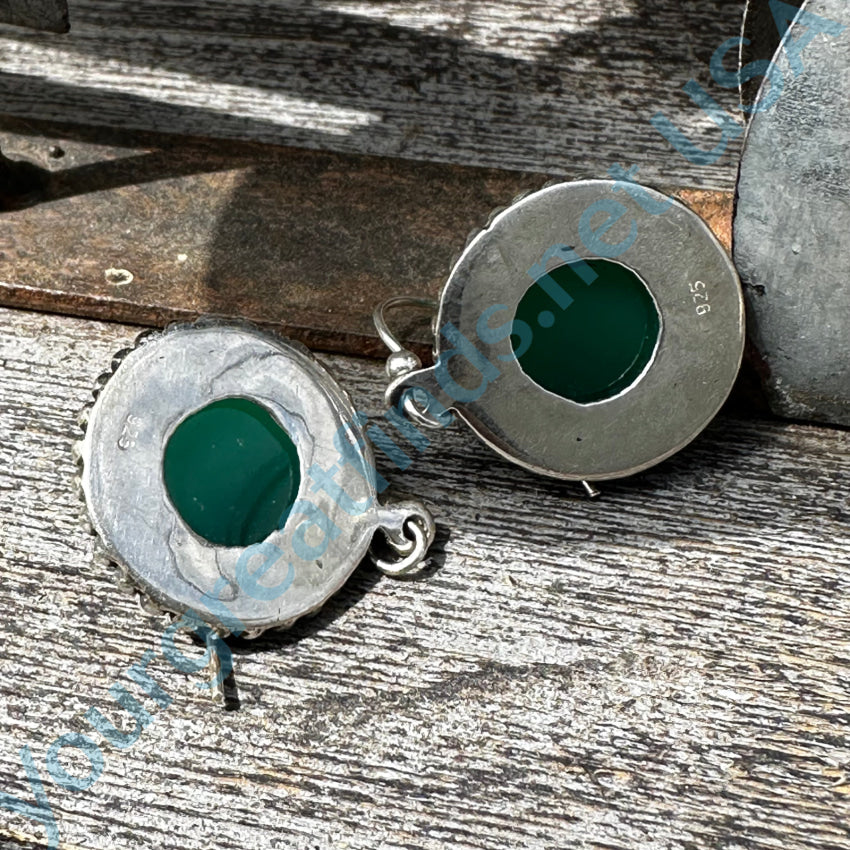 Sterling Silver & Green Chrysoprase Pierced Earrings Earrings