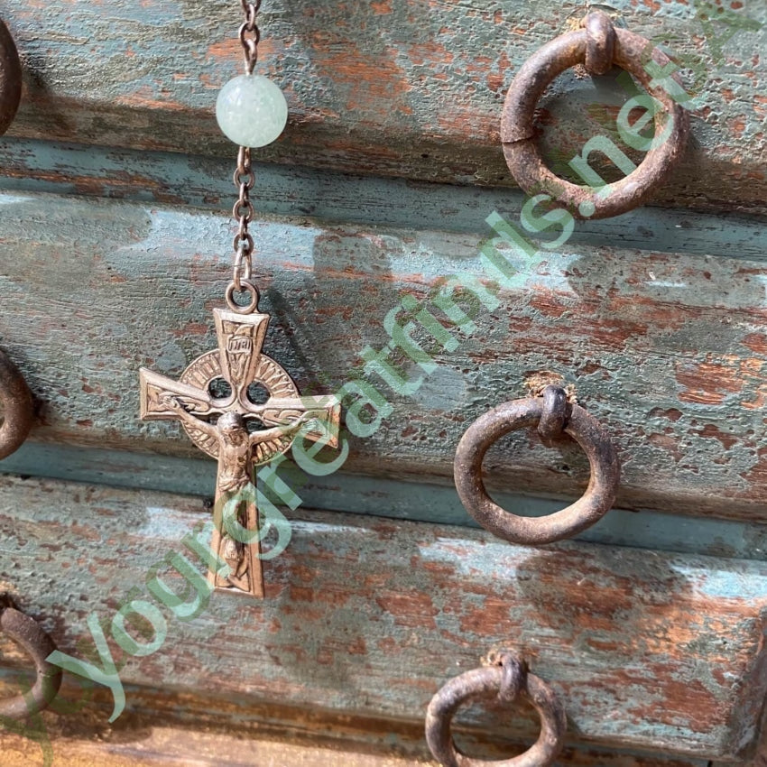 Sterling Silver Green Jade Bead Rosary Vintage Chapel Yourgreatfinds