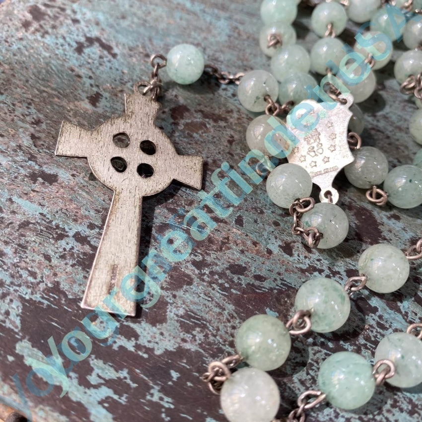 Sterling Silver Green Jade Bead Rosary Vintage Chapel Yourgreatfinds