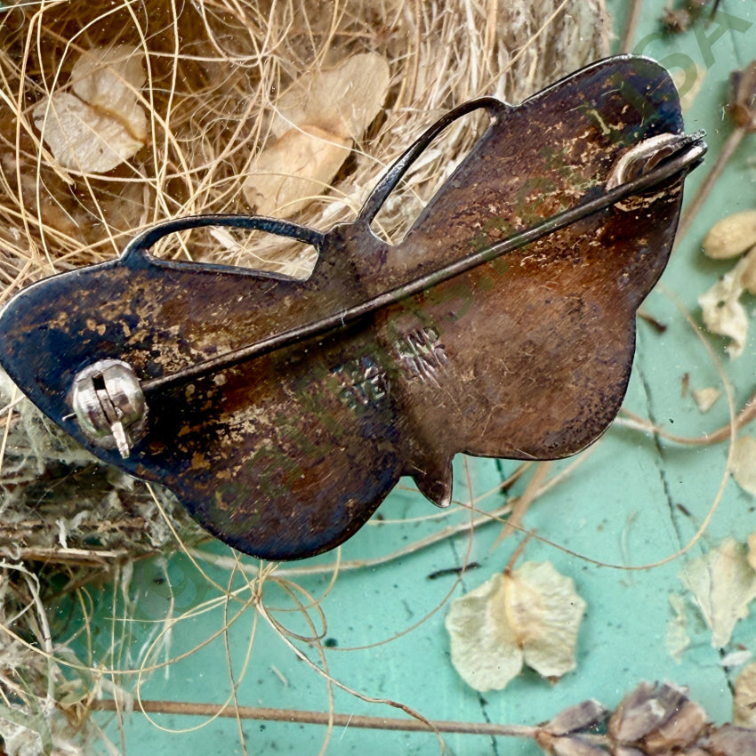 Sterling Silver Guilloche Enamel Butterfly Pin pin