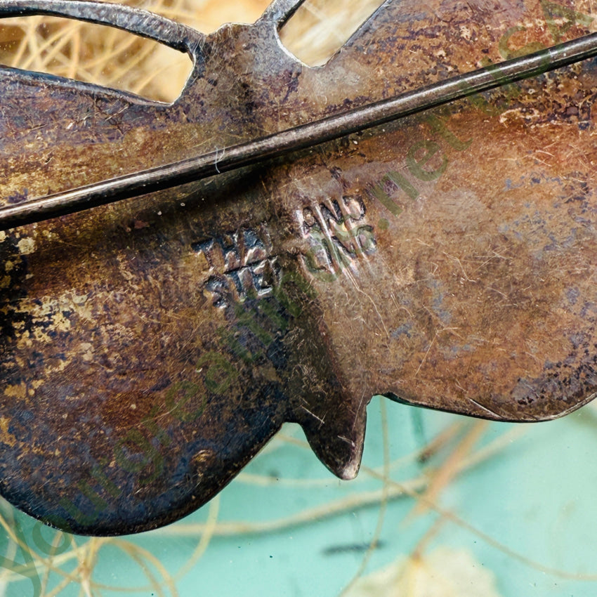 Sterling Silver Guilloche Enamel Butterfly Pin pin