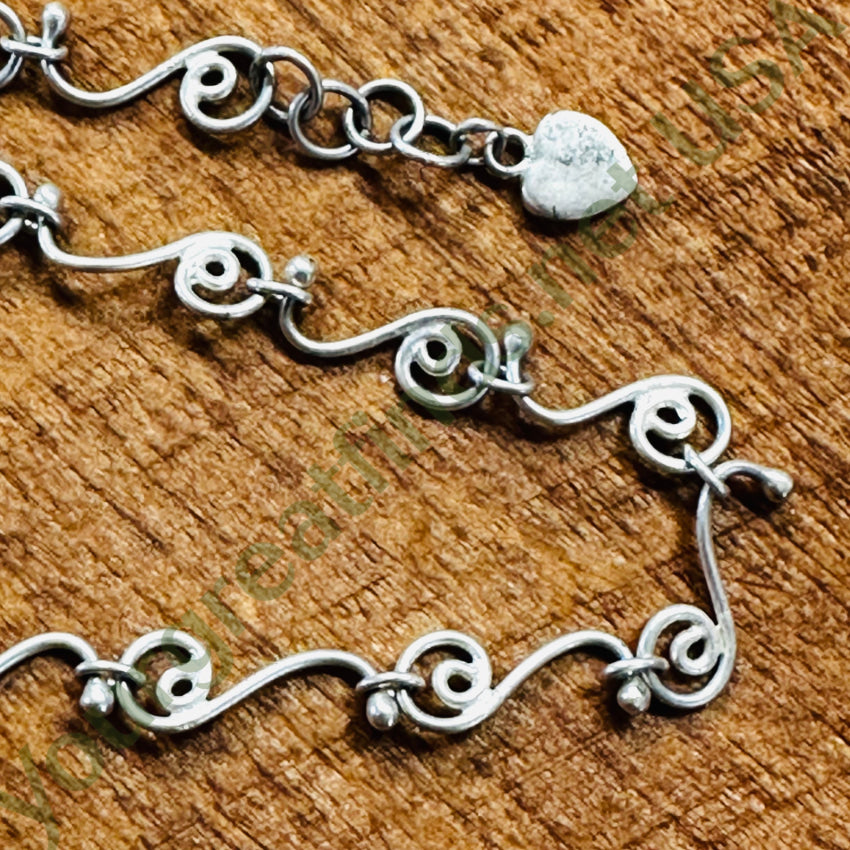 Sterling Silver Hand Spiraled Chain Anklet Anklet