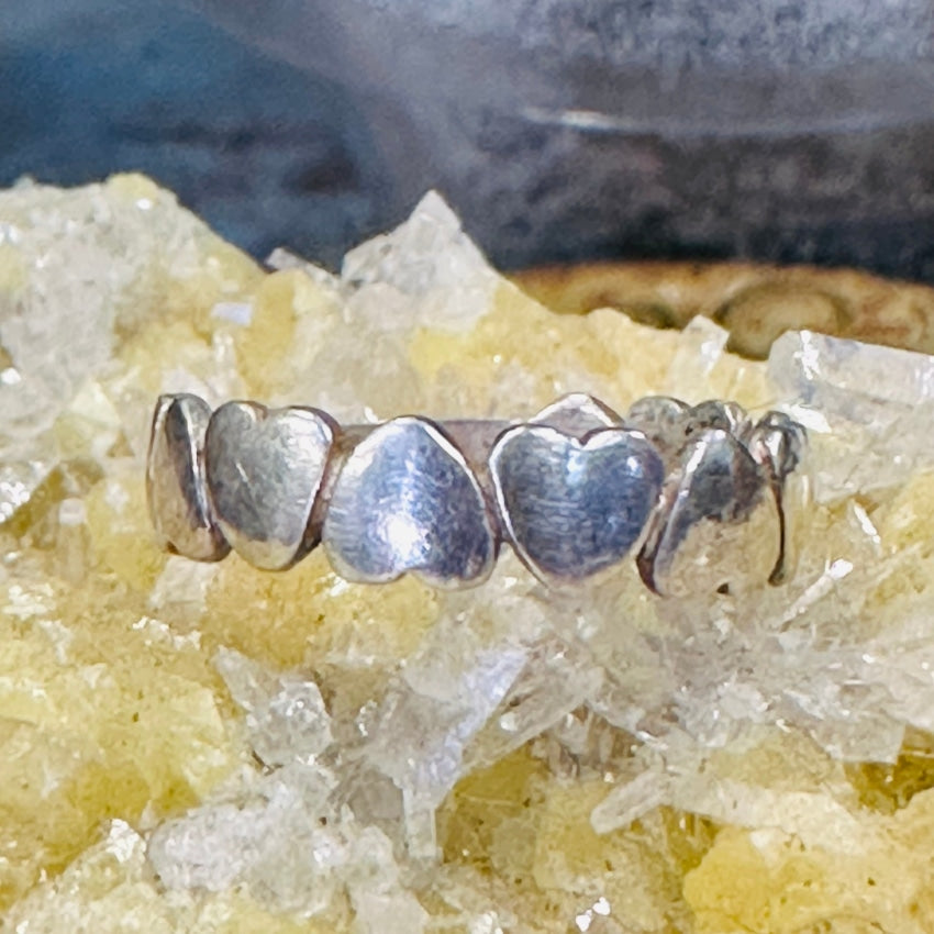 Sterling Silver Heart Band Ring Size 6