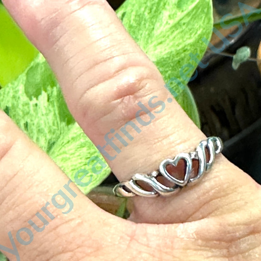 Sterling Silver Heart Band Ring Size 8