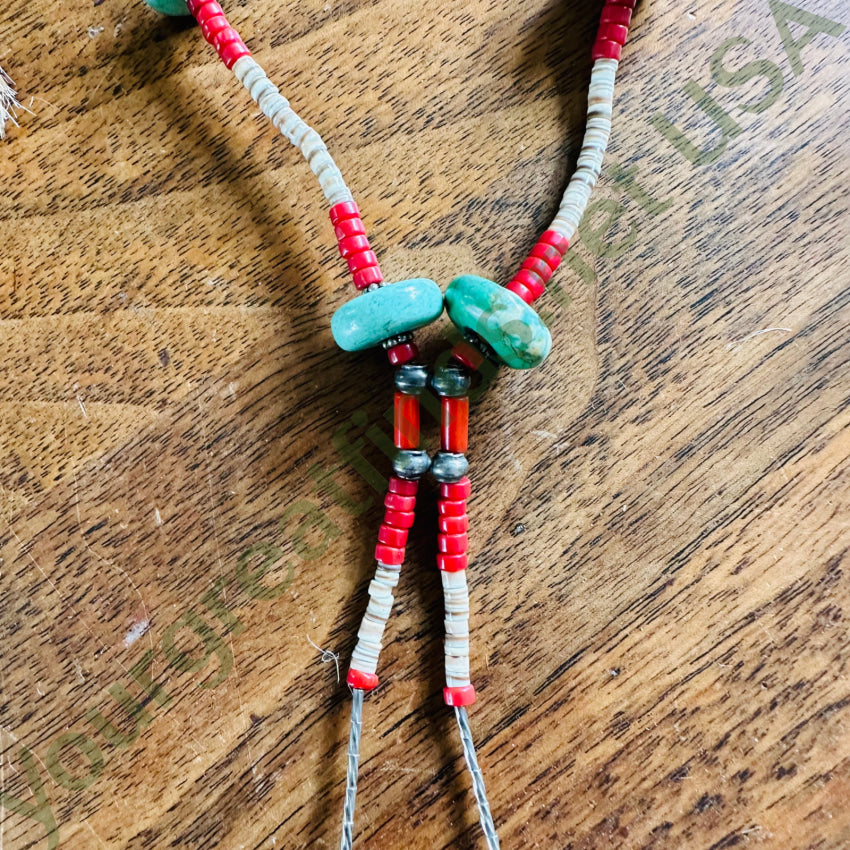 Sterling Silver Heishi Turquoise Lariat Necklace