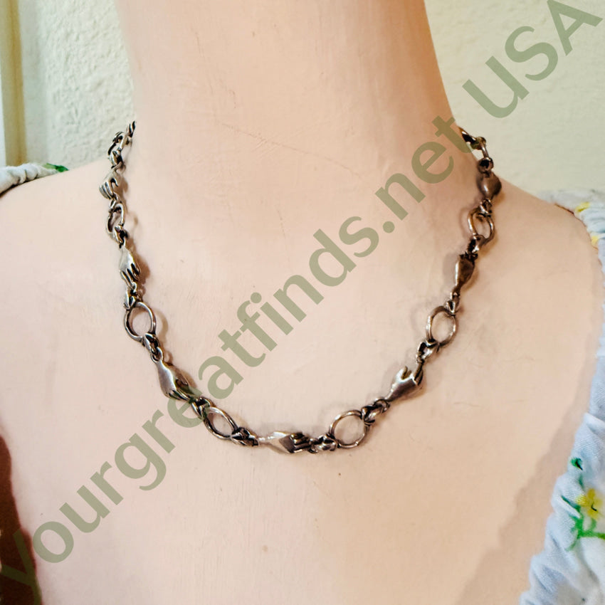 Sterling Silver Helping Hands Necklace & Earrings Set Lion Head Clasp jewelry set