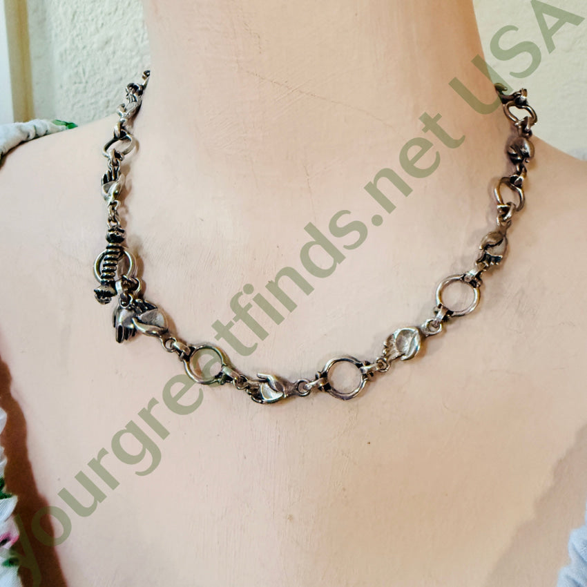 Sterling Silver Helping Hands Necklace & Earrings Set Lion Head Clasp jewelry set