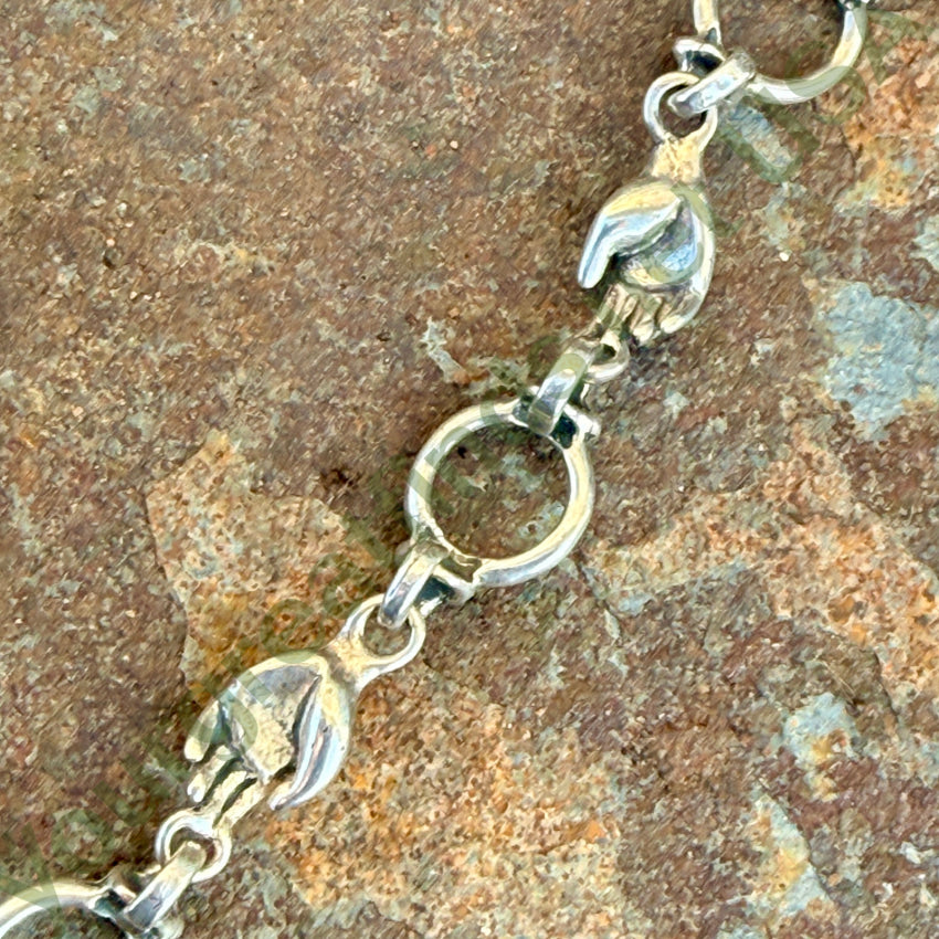 Sterling Silver Helping Hands Necklace & Earrings Set Lion Head Clasp jewelry set