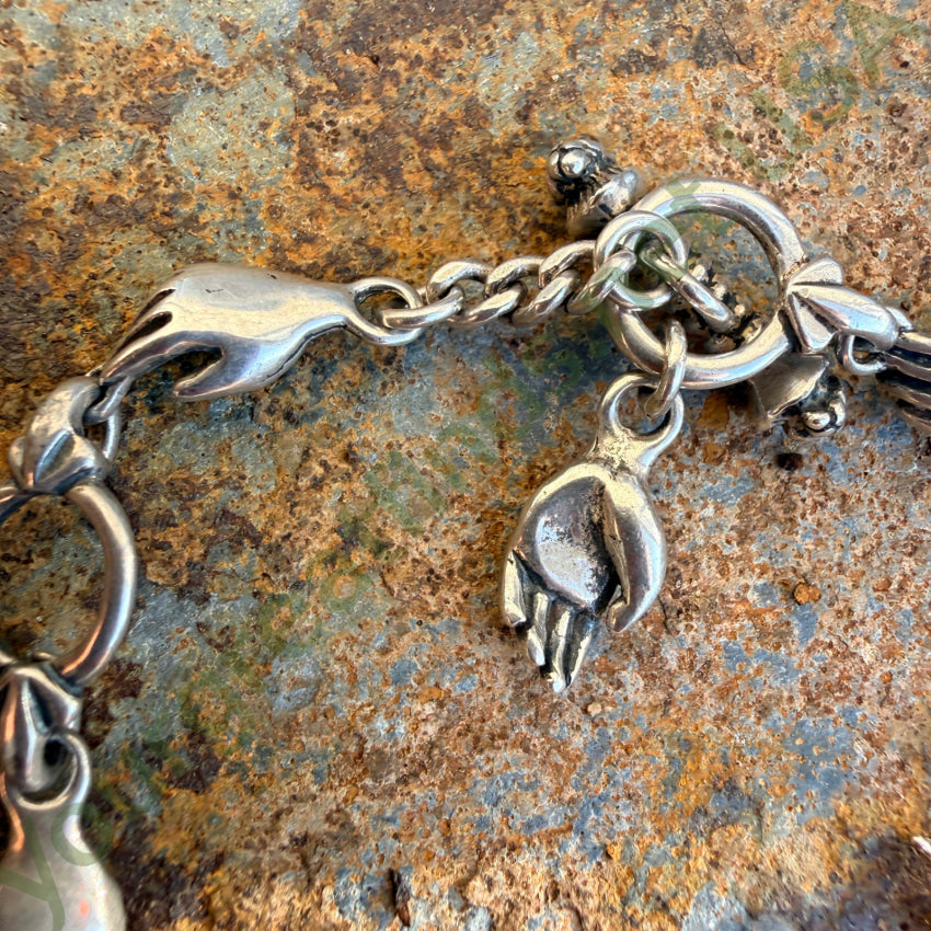 Sterling Silver Helping Hands Necklace & Earrings Set Lion Head Clasp jewelry set