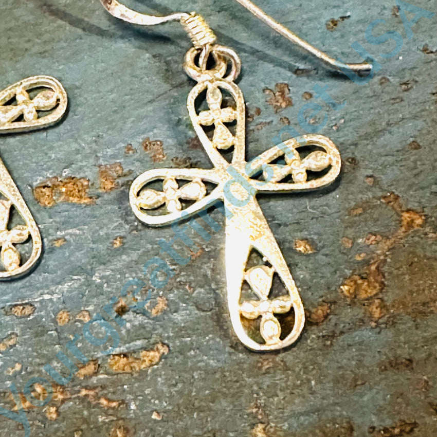Sterling Silver Holy Cross Pierced Earrings