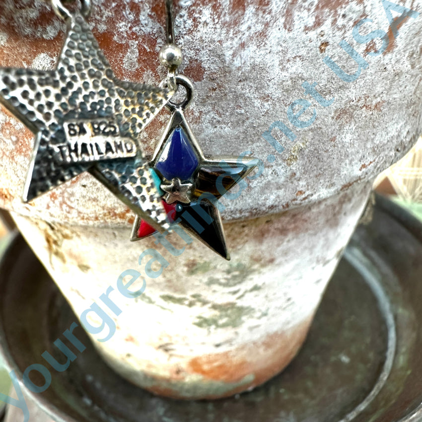 Sterling Silver & Inlay Star Pierced Earrings Earrings