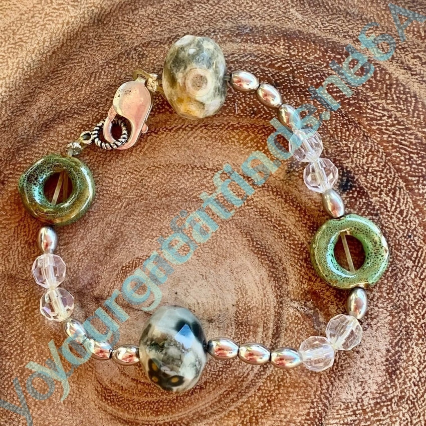 Sterling Silver Jasper Glass Bead Bracelet Anklet Yourgreatfinds