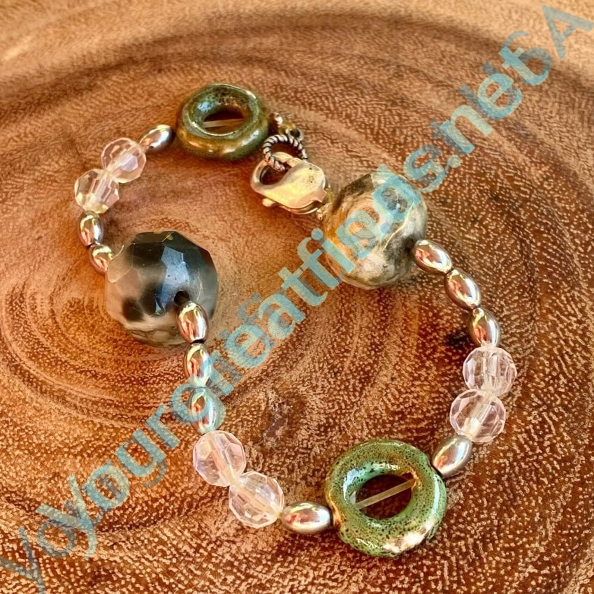 Sterling Silver Jasper Glass Bead Bracelet Anklet Yourgreatfinds