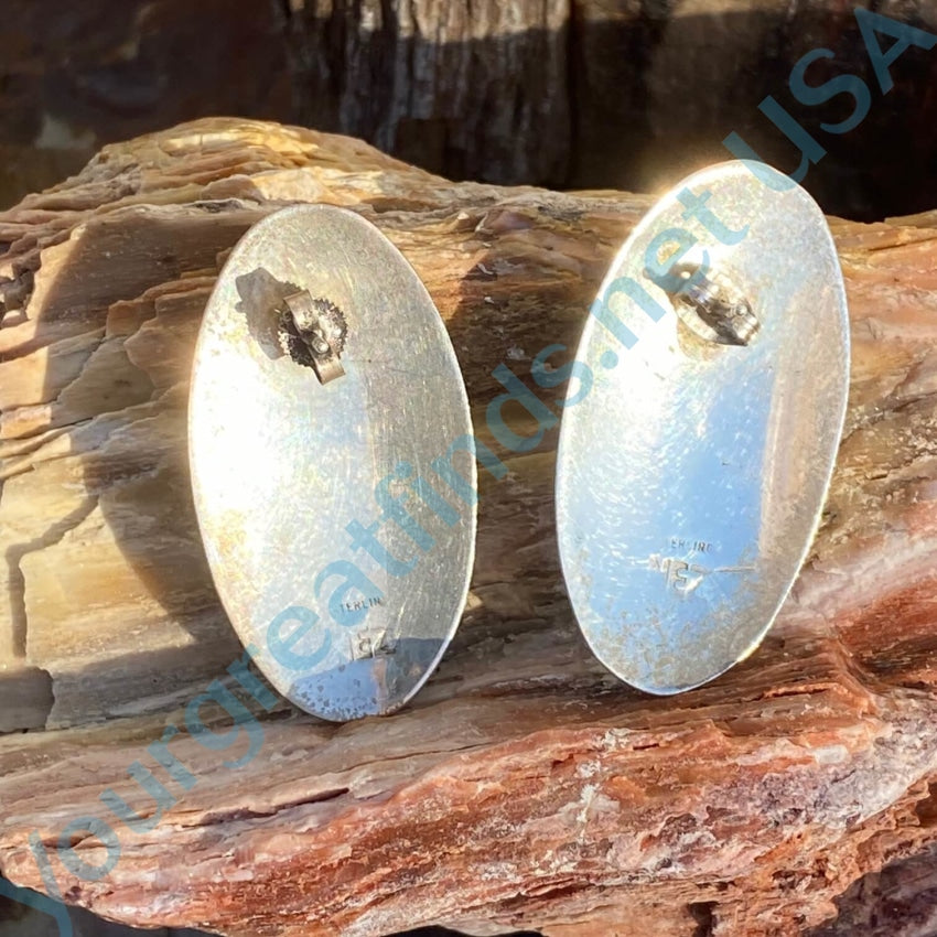 Sterling Silver Jet Navajo Earrings Nez